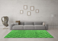 Machine Washable Abstract Green Modern Rug, wshabs4874grn