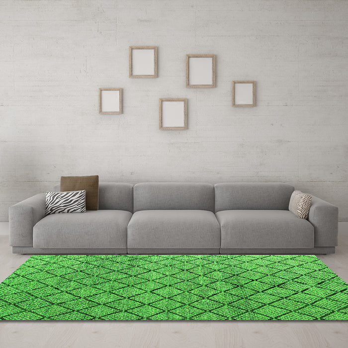 Machine Washable Abstract Green Modern Area Rugs in a Living Room,, wshabs4874grn
