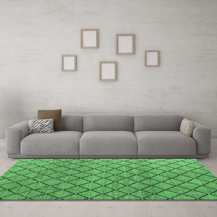 Machine Washable Abstract Emerald Green Modern Area Rugs in a Living Room,, wshabs4874emgrn