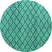 Round Abstract Turquoise Modern Rug, abs4874turq