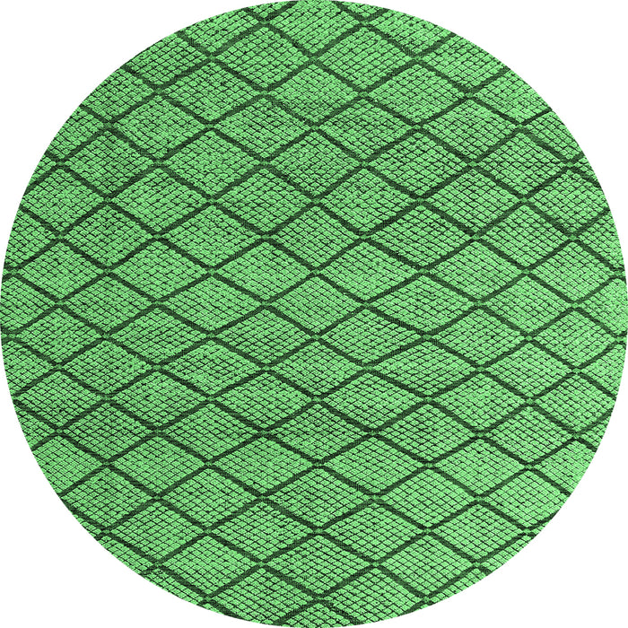 Round Machine Washable Abstract Emerald Green Modern Area Rugs, wshabs4874emgrn