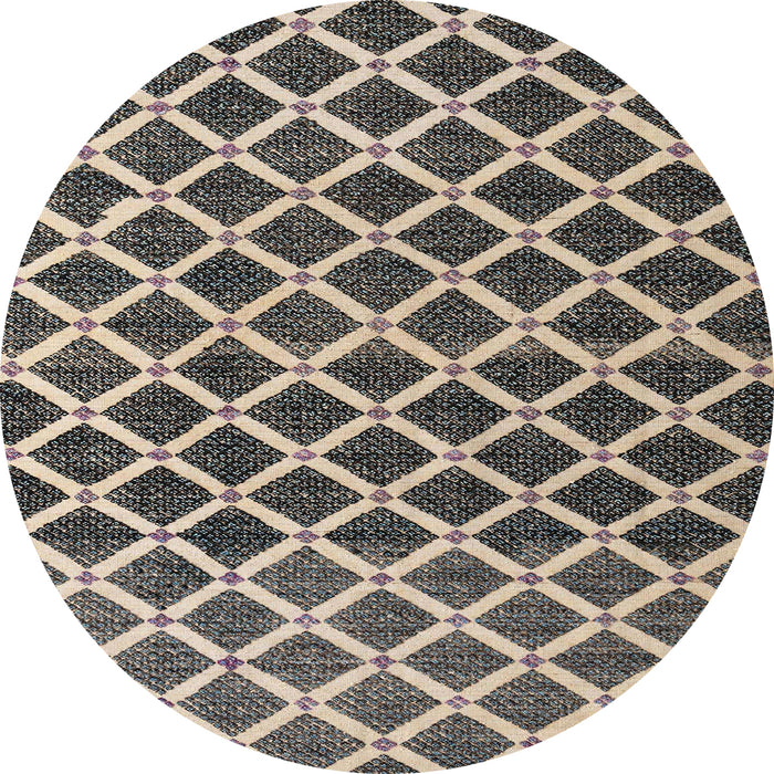 Round Machine Washable Abstract Tan Brown Rug, wshabs4875