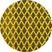 Round Abstract Yellow Modern Rug, abs4875yw