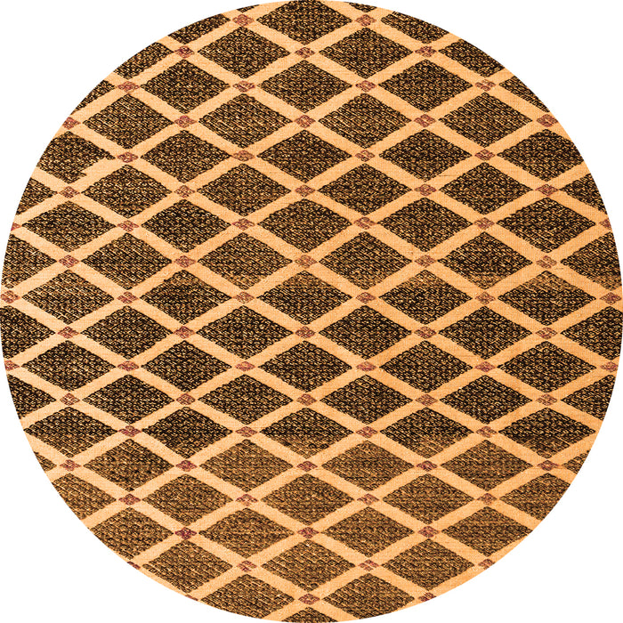 Round Machine Washable Abstract Orange Modern Area Rugs, wshabs4875org
