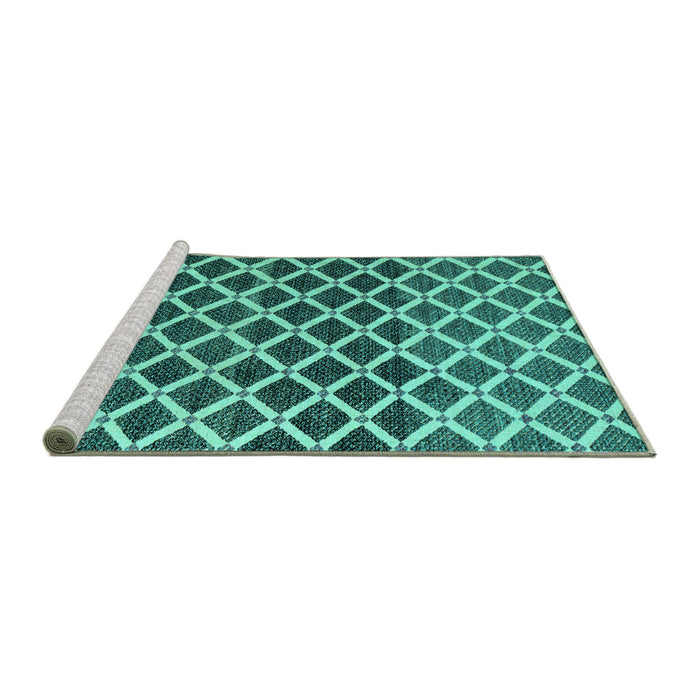 Sideview of Machine Washable Abstract Turquoise Modern Area Rugs, wshabs4875turq