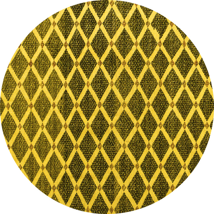Round Machine Washable Abstract Yellow Modern Rug, wshabs4875yw