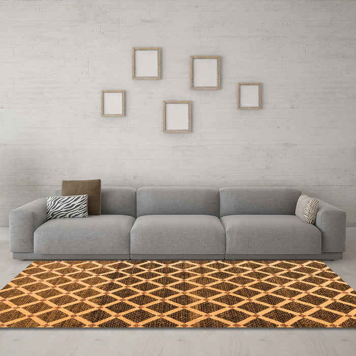 Machine Washable Abstract Orange Modern Area Rugs in a Living Room, wshabs4875org