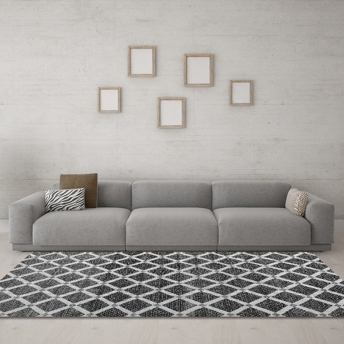 Machine Washable Abstract Gray Modern Rug in a Living Room,, wshabs4875gry