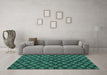 Machine Washable Abstract Turquoise Modern Area Rugs in a Living Room,, wshabs4876turq