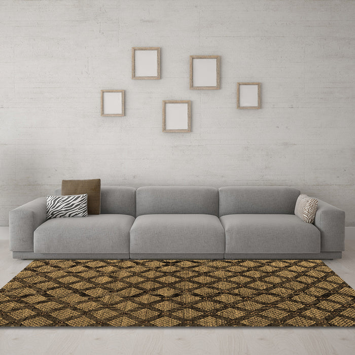 Machine Washable Abstract Brown Modern Rug in a Living Room,, wshabs4876brn