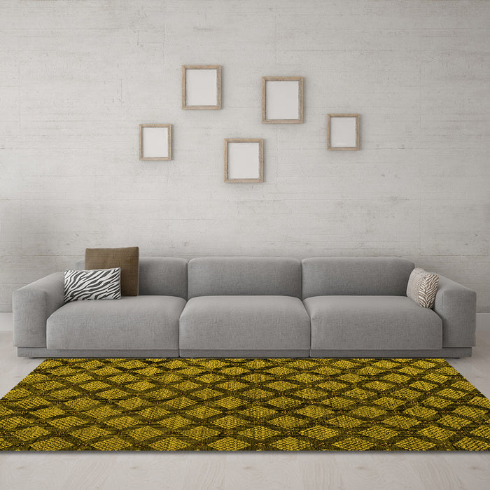 Machine Washable Abstract Yellow Modern Rug in a Living Room, wshabs4876yw