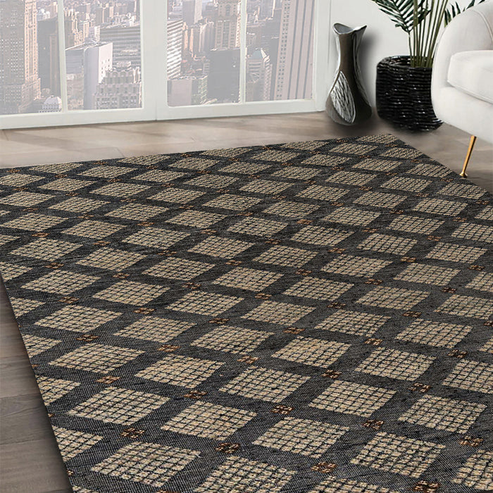 Abstract Khaki Green Modern Rug in Family Room, abs4876