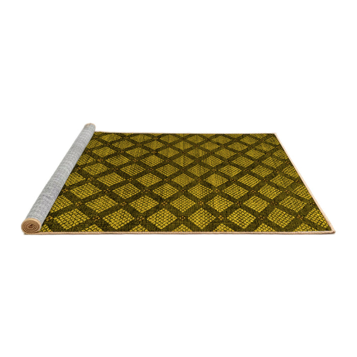 Sideview of Machine Washable Abstract Yellow Modern Rug, wshabs4876yw