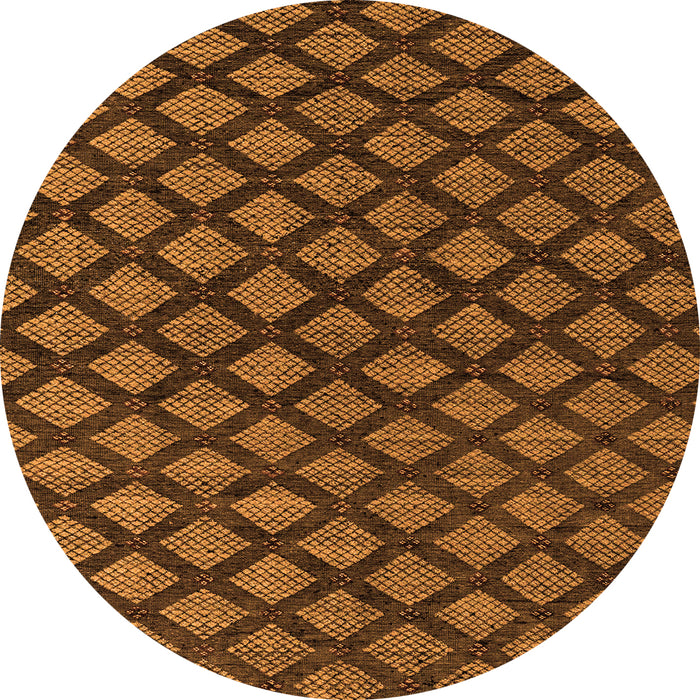Round Machine Washable Abstract Orange Modern Area Rugs, wshabs4876org