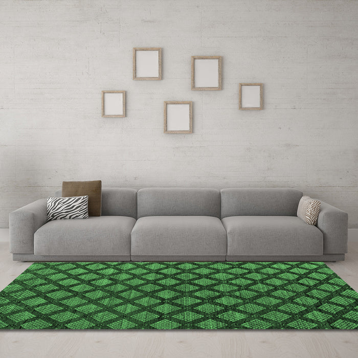 Machine Washable Abstract Emerald Green Modern Area Rugs in a Living Room,, wshabs4876emgrn