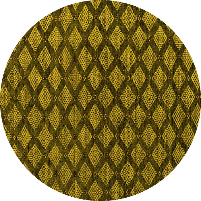 Round Abstract Yellow Modern Rug, abs4876yw
