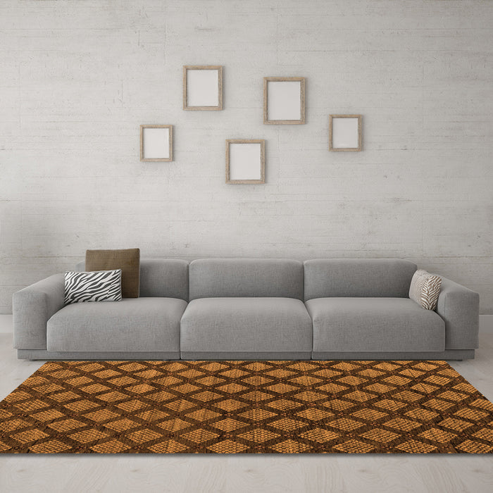 Machine Washable Abstract Orange Modern Area Rugs in a Living Room, wshabs4876org