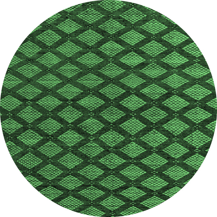 Round Machine Washable Abstract Emerald Green Modern Area Rugs, wshabs4876emgrn