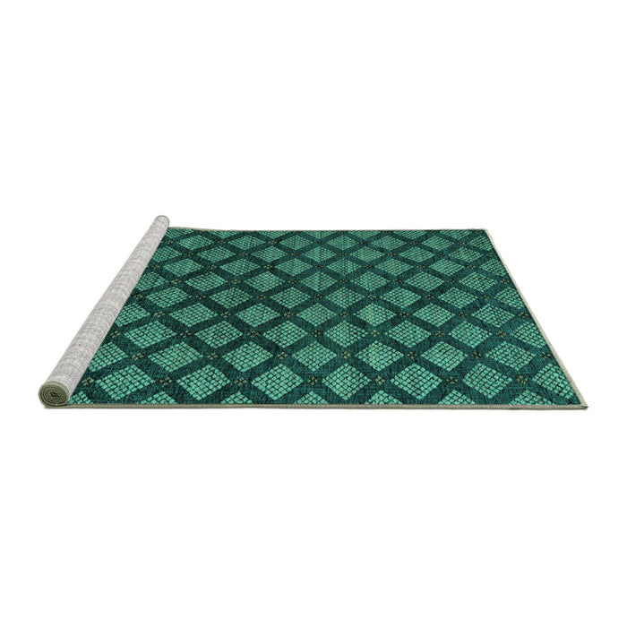 Sideview of Machine Washable Abstract Turquoise Modern Area Rugs, wshabs4876turq