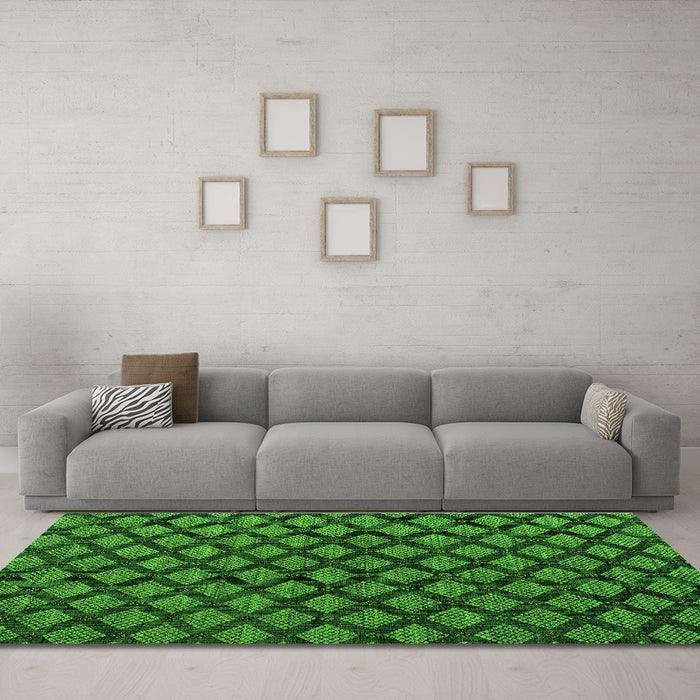 Machine Washable Abstract Green Modern Area Rugs in a Living Room,, wshabs4876grn