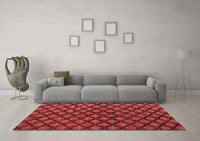 Machine Washable Abstract Red Modern Rug, wshabs4876red