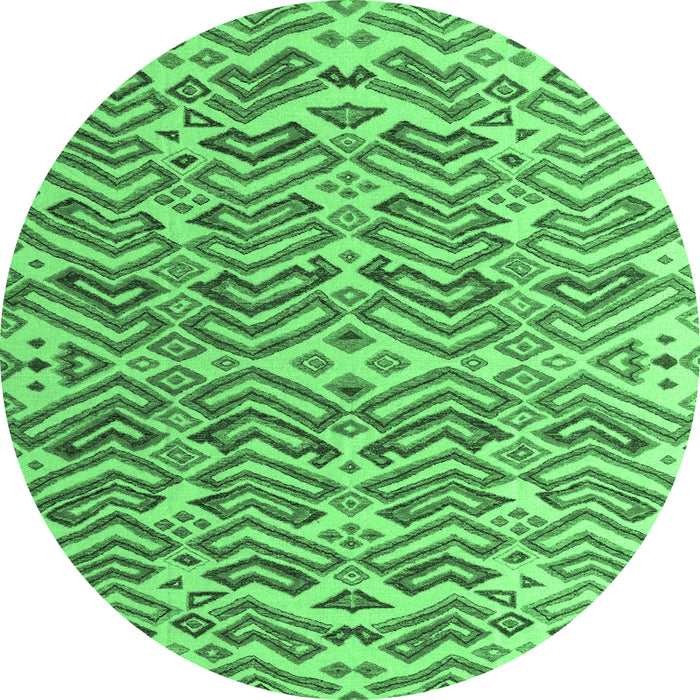 Round Abstract Emerald Green Modern Rug, abs4877emgrn