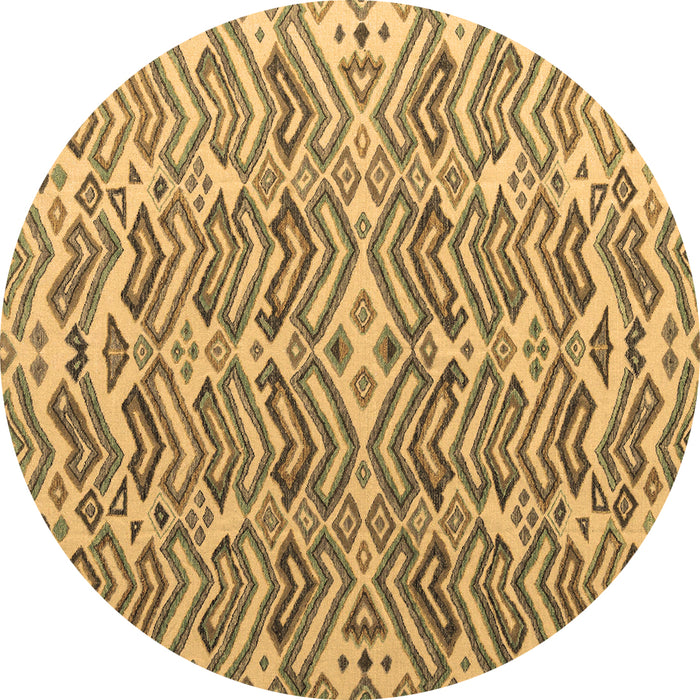 Round Abstract Brown Modern Rug, abs4877brn