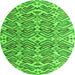 Round Abstract Green Modern Rug, abs4877grn