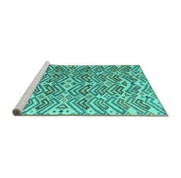 Sideview of Machine Washable Abstract Turquoise Modern Area Rugs, wshabs4877turq