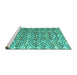 Sideview of Machine Washable Abstract Turquoise Modern Area Rugs, wshabs4877turq