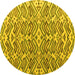 Round Machine Washable Abstract Yellow Modern Rug, wshabs4877yw