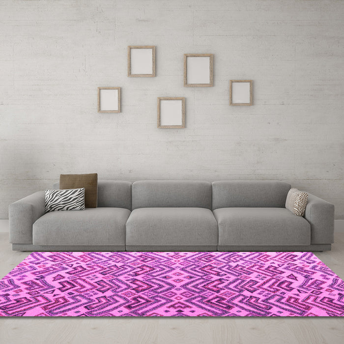 Machine Washable Abstract Pink Modern Rug in a Living Room, wshabs4877pnk
