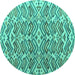 Round Machine Washable Abstract Turquoise Modern Area Rugs, wshabs4877turq