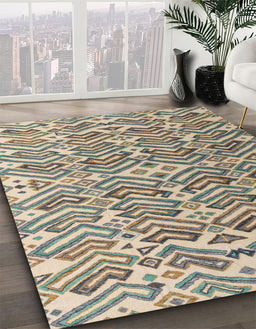 Machine Washable Abstract Sandstone Brown Rug in a Family Room, wshabs4877