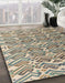 Machine Washable Abstract Sandstone Brown Rug in a Family Room, wshabs4877