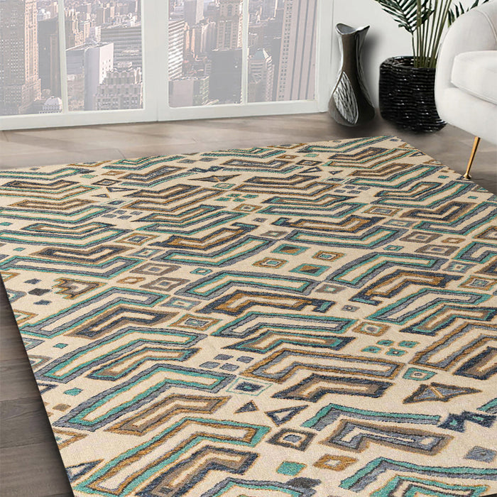 Machine Washable Abstract Sandstone Brown Rug in a Family Room, wshabs4877