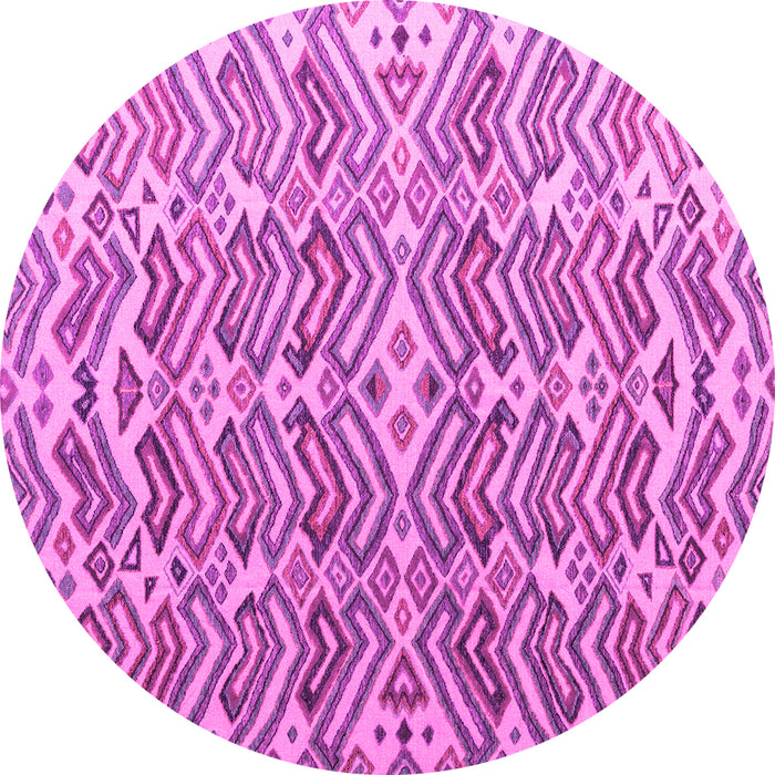 Round Machine Washable Abstract Pink Modern Rug, wshabs4877pnk