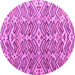 Round Machine Washable Abstract Pink Modern Rug, wshabs4877pnk