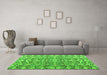 Machine Washable Abstract Green Modern Area Rugs in a Living Room,, wshabs4877grn