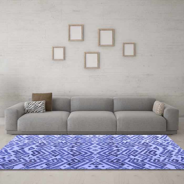 Machine Washable Abstract Blue Modern Rug in a Living Room, wshabs4877blu