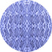 Round Machine Washable Abstract Blue Modern Rug, wshabs4877blu