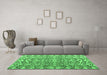 Machine Washable Abstract Emerald Green Modern Area Rugs in a Living Room,, wshabs4877emgrn