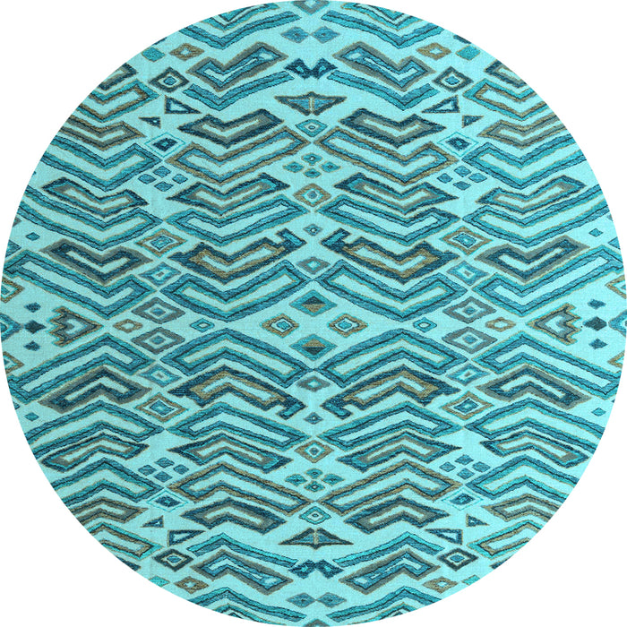 Round Abstract Light Blue Modern Rug, abs4877lblu