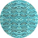 Round Abstract Light Blue Modern Rug, abs4877lblu