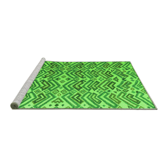 Sideview of Machine Washable Abstract Green Modern Area Rugs, wshabs4877grn
