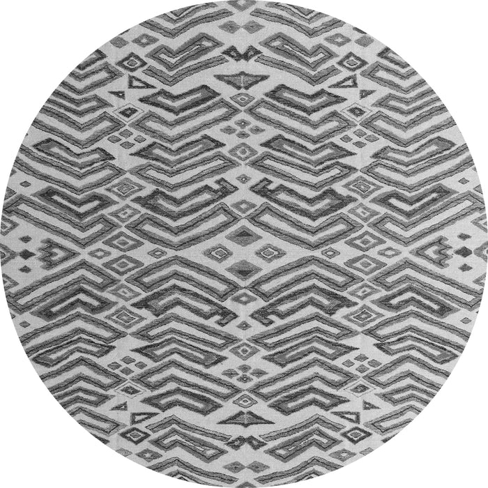 Round Machine Washable Abstract Gray Modern Rug, wshabs4877gry