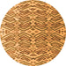 Round Machine Washable Abstract Orange Modern Area Rugs, wshabs4877org