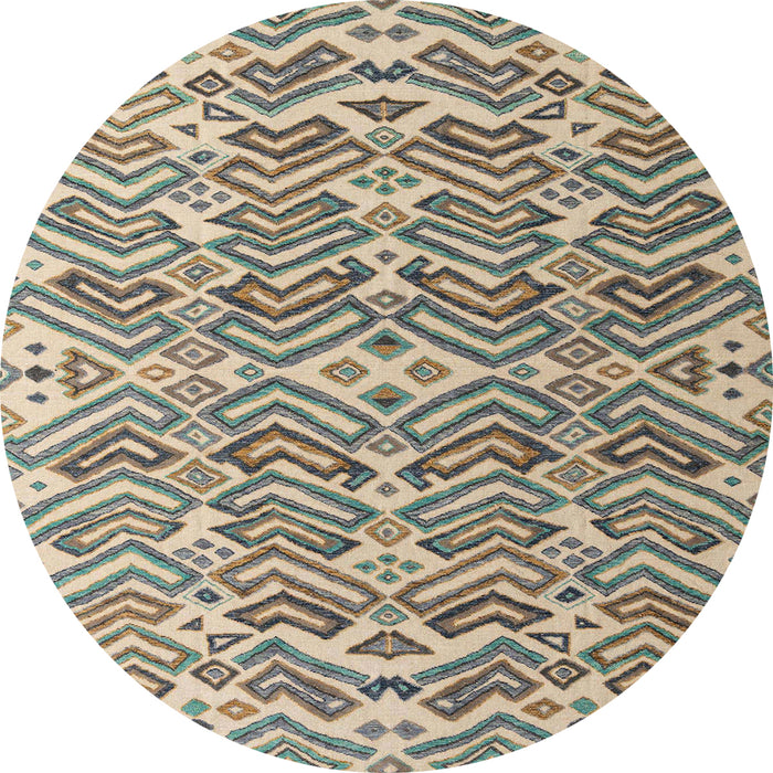Round Abstract Sandstone Brown Modern Rug, abs4877