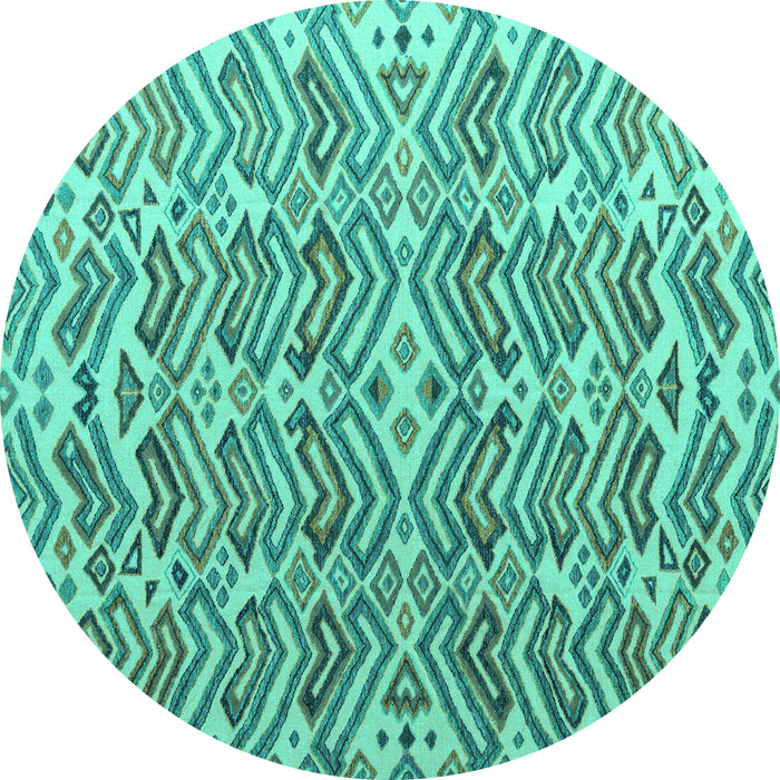 Round Abstract Turquoise Modern Rug, abs4877turq