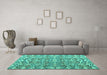 Machine Washable Abstract Turquoise Modern Area Rugs in a Living Room,, wshabs4877turq